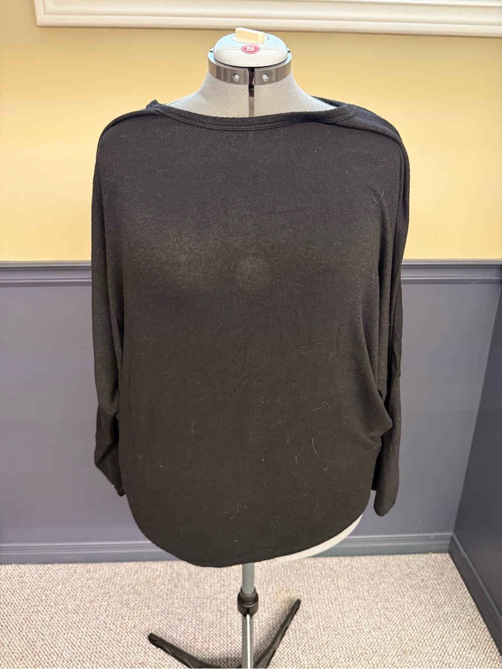 Women's Black Scoop Neck Lightweight Sweater
